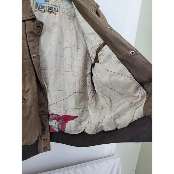 Rare pattern Vintage Aeropostale Leather Flight Plane Military Map M - Picture 5 of 9